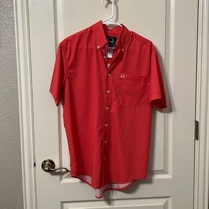 cinch red short sleeve button down